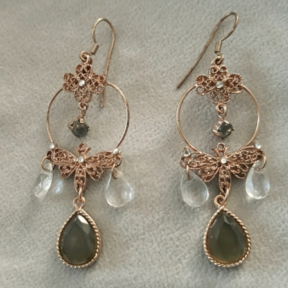 Goldtone and multicolored Stone Earrings